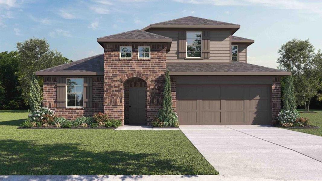 Representative exterior photo of a completed home built from the The Lincoln by D.R. Horton in Westmont, Lubbock, TX (Image 1). Representative exterior photo of a completed home built from the The Lincoln by D.R. Horton in Westmont, Lubbock, TX (Image 1).