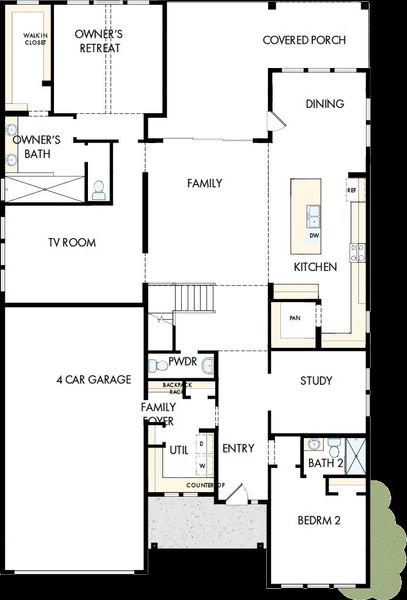 2D floor plan layout of this home in Wolf Ranch – West Bend, Georgetown, TX (Image 2). 2D floor plan layout of this home in Wolf Ranch – West Bend, Georgetown, TX (Image 2).