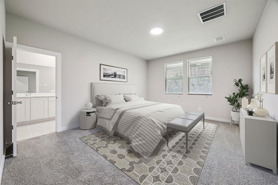 Primary Suite in the Holden home plan by Trophy Signature Homes – REPRESENTATIVE PHOTO