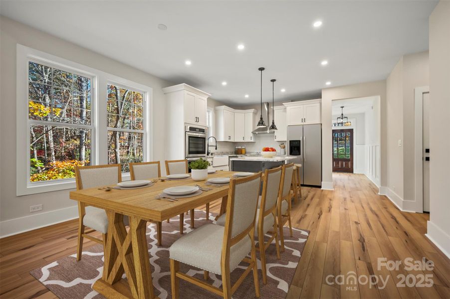 Dining area virtually staged