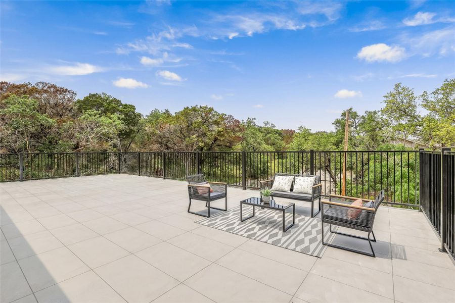 View of patio with outdoor lounge area