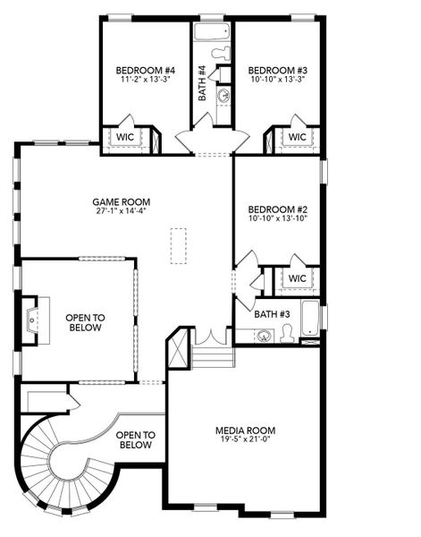 2D floor plan layout for the Dublin by Sandlin Homes in Lakesong, Midlothian, TX (Image 5). 2D floor plan layout for the Dublin by Sandlin Homes in Lakesong, Midlothian, TX (Image 5).