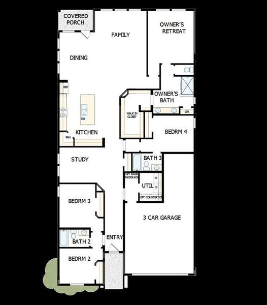 2D floor plan layout of this home in Pecan Square - Gardens, Northlake, TX (Image 3). 2D floor plan layout of this home in Pecan Square - Gardens, Northlake, TX (Image 3).
