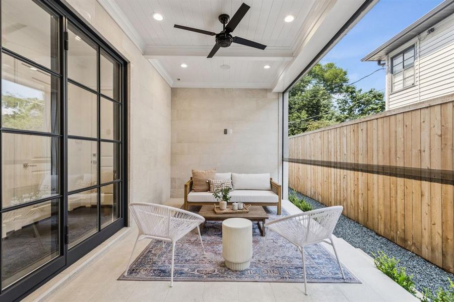 Lueders limestone patio wtih phantom screens. Surround sound through out the house including patio. Fully fenced with auto gate. Lueders limestone patio wtih phantom screens. Surround sound through out the house including patio. Fully fenced with auto gate.