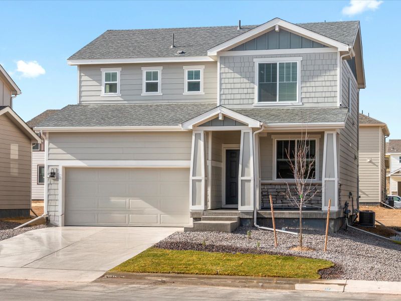Representative exterior photo of a completed home built from the The Pagosa by Meritage Homes in Revere at Johnstown, Johnstown, CO (Image 1).