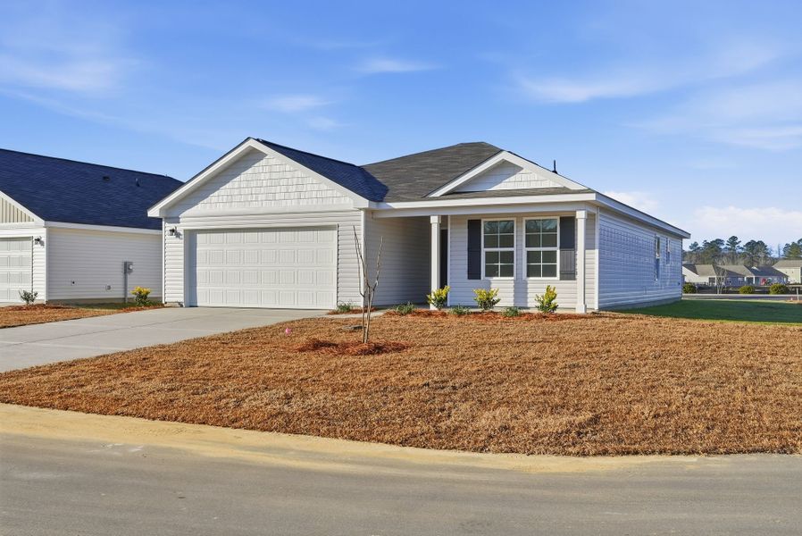 A house with a garage.