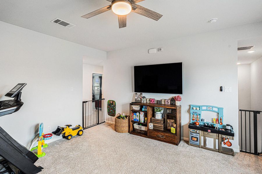 At the top of the stairs if the flex room. Think game room, office space, playroom for kids or extra sleeping area for guests. At the top of the stairs if the flex room. Think game room, office space, playroom for kids or extra sleeping area for guests.
