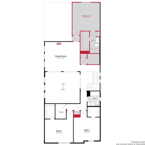 2D floor plan layout of this home in Vista Ridge, Live Oak, TX (Image 2).