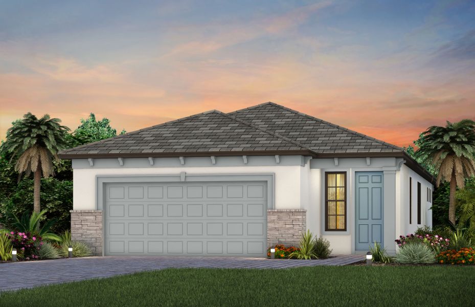 Representative exterior photo of a completed home built from the Hallmark by DiVosta in Talon Preserve on Palmer Ranch, Nokomis, FL (Image 27).