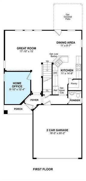 The Carlisle II floor plan by K. Hovnanian Homes. 1st Floor shown. *Prices, plans, dimensions, features, specifications, materials, and availability of homes or communities are subject to change without notice or obligation.