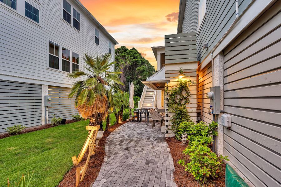 Exterior details and patio area of a home in Overlook at Copahee Sound, Awendaw (Image 4).