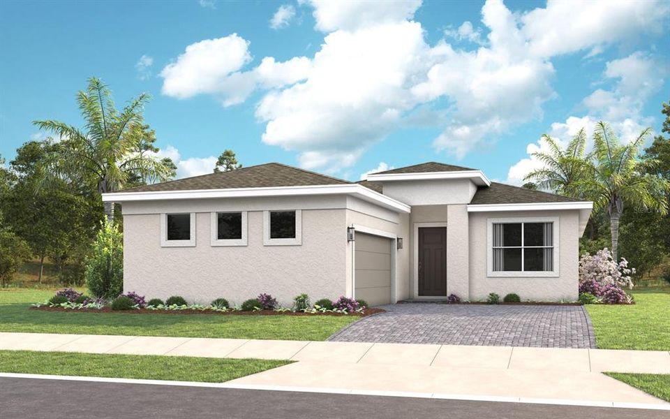 Front exterior of a new home in Cresswind at Lake Harris, Tavares, FL, highlighting curb appeal (Image 1). Front exterior of a new home in Cresswind at Lake Harris, Tavares, FL, highlighting curb appeal (Image 1).