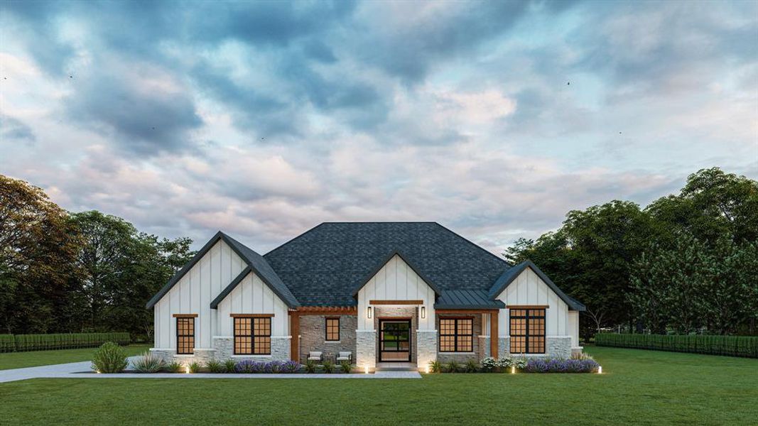 View of front of house with a front lawn