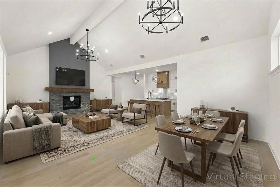 3216 Patterson Ct - Dining & Family Room Virtually Staged