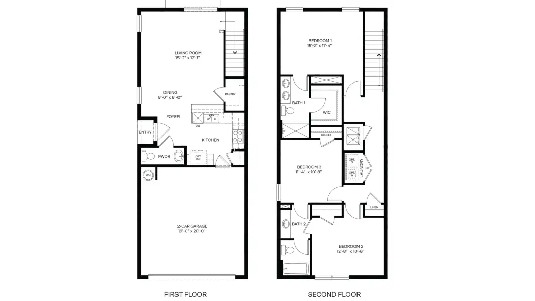 2D floor plan layout for the Perry - End Unit by D.R. Horton in Waywater, New Smyrna Beach, FL (Image 2).