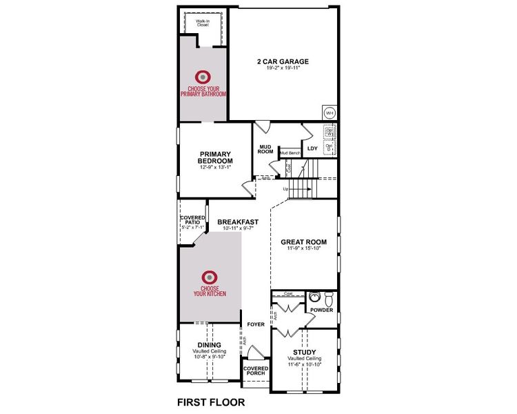 2D floor plan layout for the Alpine by Beazer Homes in Treeline, Justin, TX (Image 3).