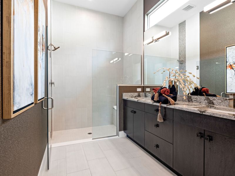 Clair Model Home | Owners Bath | Photo from sister community