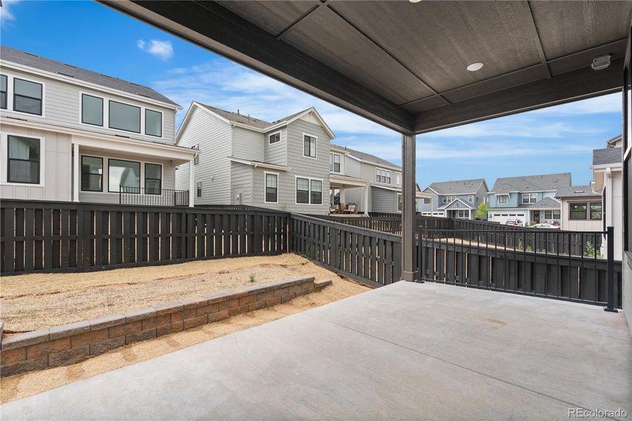 Exterior details and patio area of a home in Stargaze at Solstice, Littleton (Image 3).