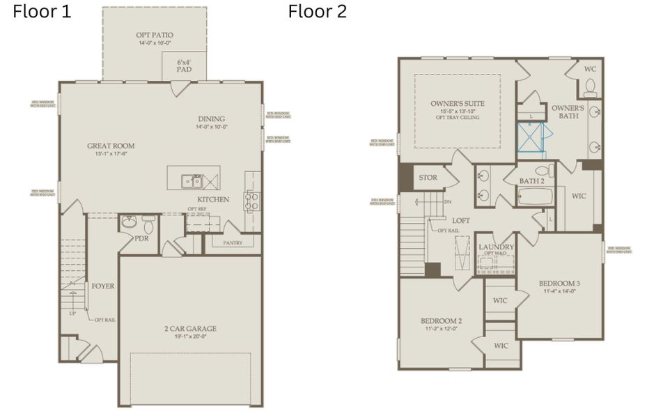 2D floor plan layout of this home in Saunders Farm, Willow Spring, NC (Image 3).