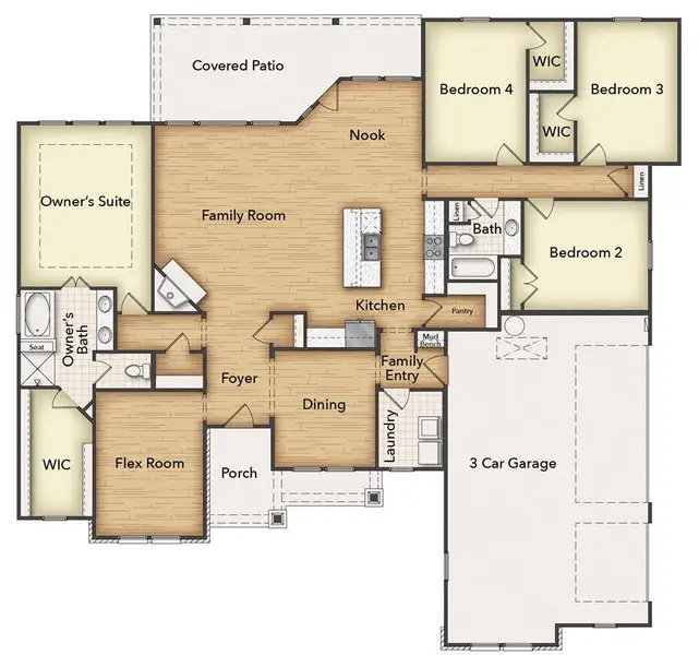 2D floor plan layout of this home in Rocky Top, Krum, TX (Image 3).