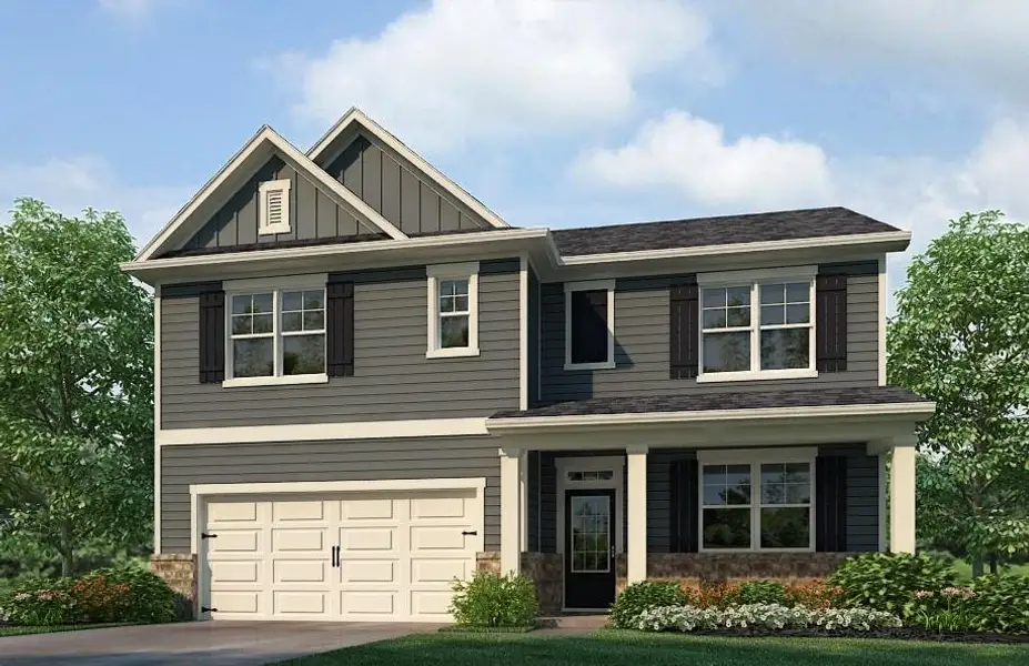 Front exterior of a new home in Thompson Ridge, Dallas, GA, highlighting curb appeal (Image 26).