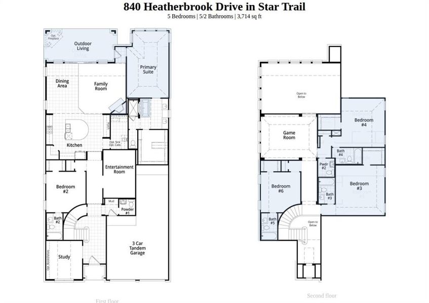 2D floor plan layout of this home in Star Trail, Prosper, TX (Image 4).