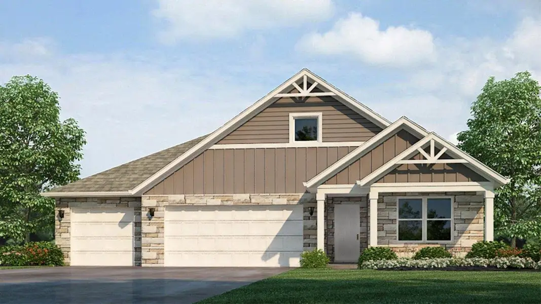 Representative exterior photo of a completed home built from the Cortland by D.R. Horton in Evergreen, Holly Hill, SC (Image 1). Representative exterior photo of a completed home built from the Cortland by D.R. Horton in Evergreen, Holly Hill, SC (Image 1).