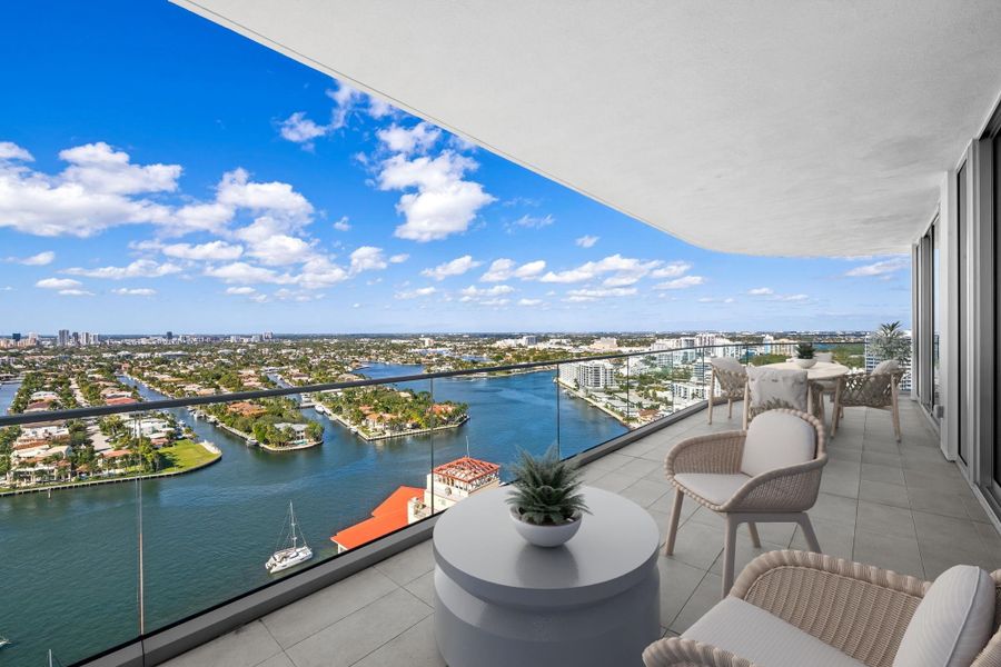 Virtually staged 10ft Deep Terrace with unobstructed Intracoastal and city view Virtually staged 10ft Deep Terrace with unobstructed Intracoastal and city view