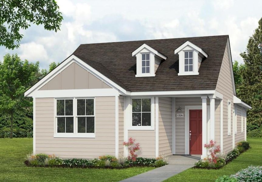 Front exterior of a new home in Casetta Ranch, Kyle, TX, highlighting curb appeal (Image 2).