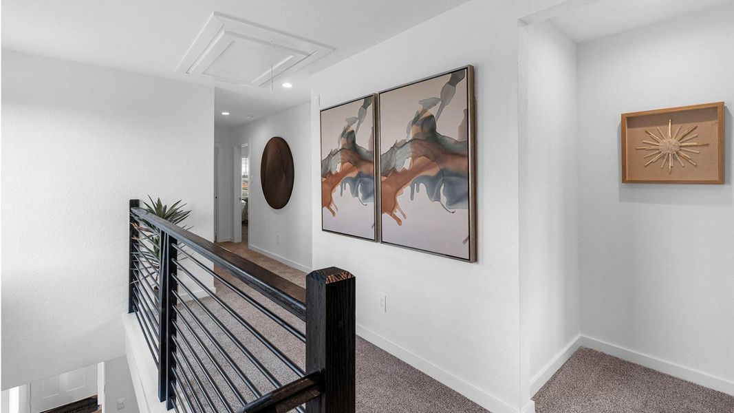 Representative photo. The second floor is designed for comfort and flexibility, highlighted by a spacious primary suite with a well-appointed bath that includes a separate shower and tub. Two additional bedrooms easily accommodate guests, while a central flex space creates endless possibilities for a game room, second living area, or personalized retreat. Representative photo. The second floor is designed for comfort and flexibility, highlighted by a spacious primary suite with a well-appointed bath that includes a separate shower and tub. Two additional bedrooms easily accommodate guests, while a central flex space creates endless possibilities for a game room, second living area, or personalized retreat.