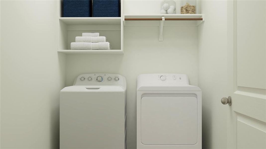 Laundry area with washing machine and clothes dryer