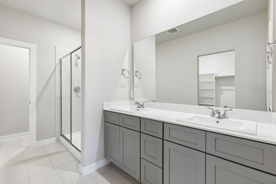 Primary Bathroom in the Haylee home plan by Trophy Signature Homes - REPRESENTATIVE PHOTO