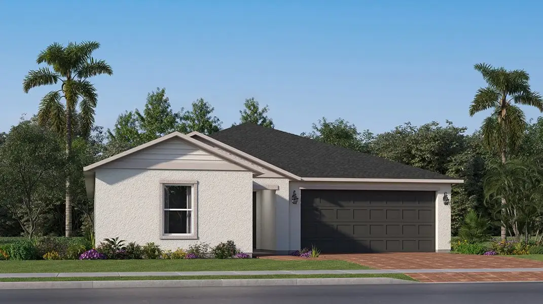 Front exterior of a new home in Brystol at Wylder, Port St. Lucie, FL, highlighting curb appeal (Image 1). Front exterior of a new home in Brystol at Wylder, Port St. Lucie, FL, highlighting curb appeal (Image 1).