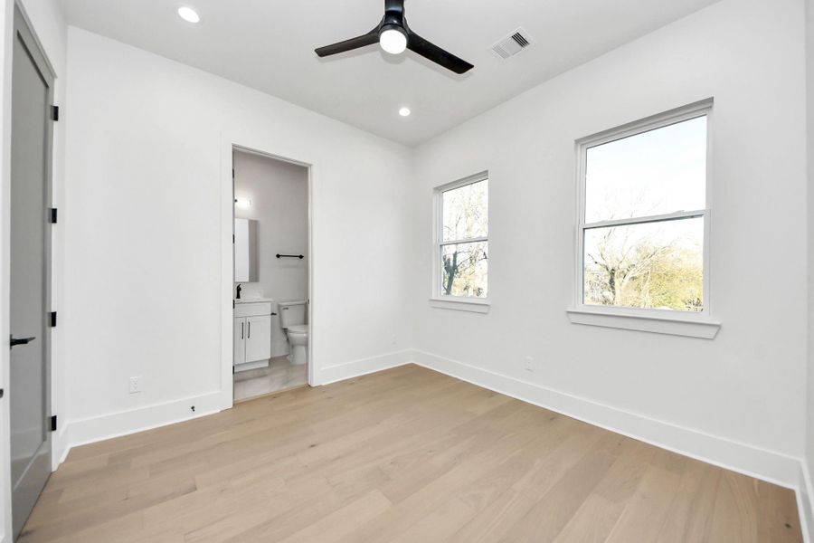 Bedroom 3, two windows, remote operated fan and bathroom access. Bedroom 3, two windows, remote operated fan and bathroom access.