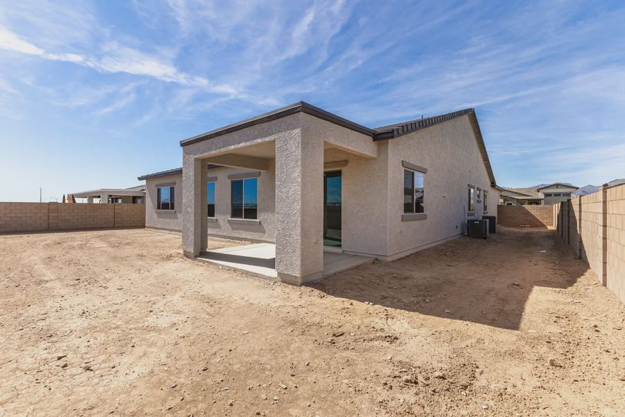 Exterior details and patio area of a home in Valencia at Granite Vista, Waddell (Image 21).