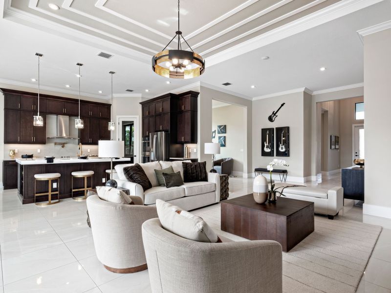 Great Room to Kitchen - photo of model at sister community