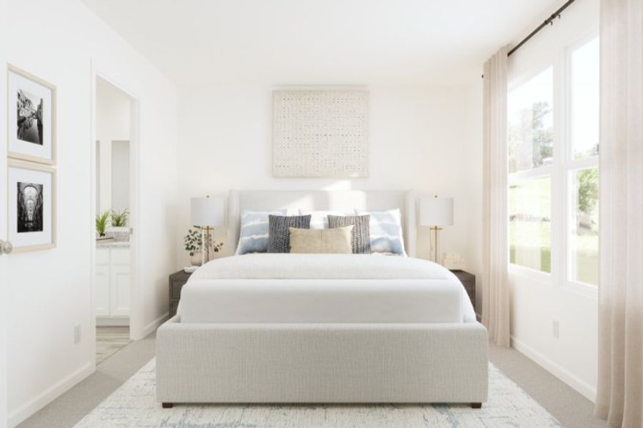 A white couch in a room.