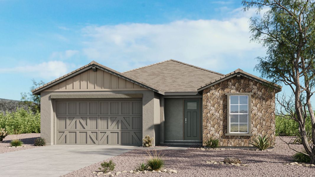 Representative exterior photo of a completed home built from the Regal by Taylor Morrison in Saddleback, Peoria, AZ (Image 4). Representative exterior photo of a completed home built from the Regal by Taylor Morrison in Saddleback, Peoria, AZ (Image 4).