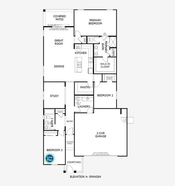 2D floor plan layout for the Radiance by Landsea Homes in Elara at Moonlight, Maricopa, AZ (Image 3). 2D floor plan layout for the Radiance by Landsea Homes in Elara at Moonlight, Maricopa, AZ (Image 3).
