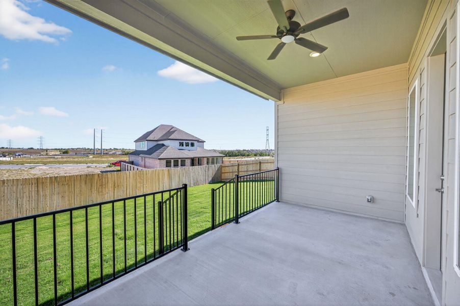 Balcony with a ceiling fan