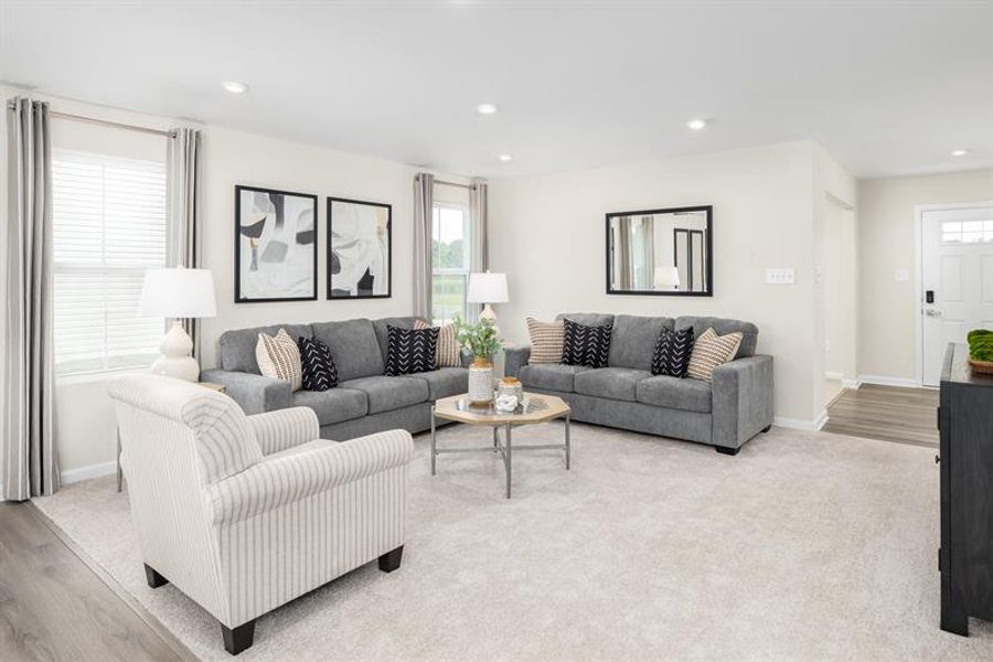 Representative furnished interior of a home built from the Hazel with Finished Basement by Ryan Homes in Quails Run, Wellford (Image 9).
