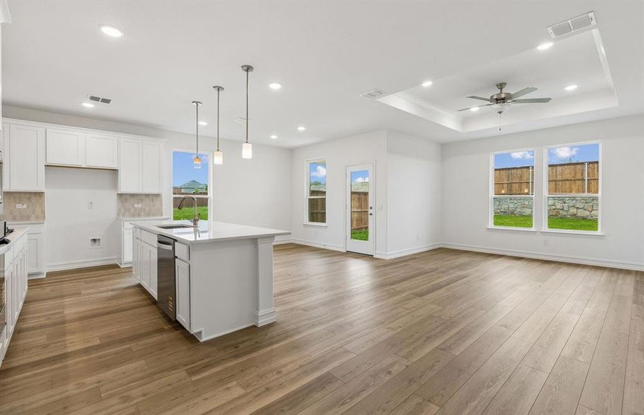 Spacious kitchen with large windows Spacious kitchen with large windows