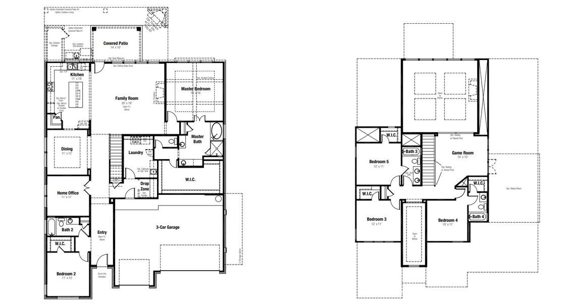 2D floor plan layout for the Keeton by Scott Felder Homes in East View Farms, Georgetown, TX (Image 3).