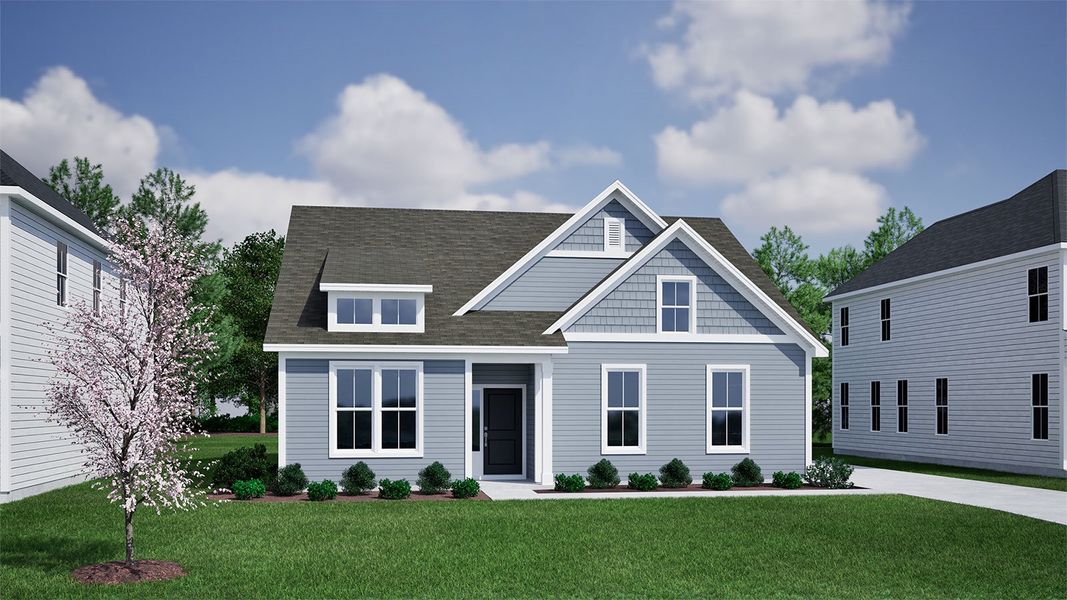 Representative exterior photo of a completed home built from the Cary - Vanguard Collection by Mungo Homes in Cottages at Lake Emory, Inman, SC (Image 17).