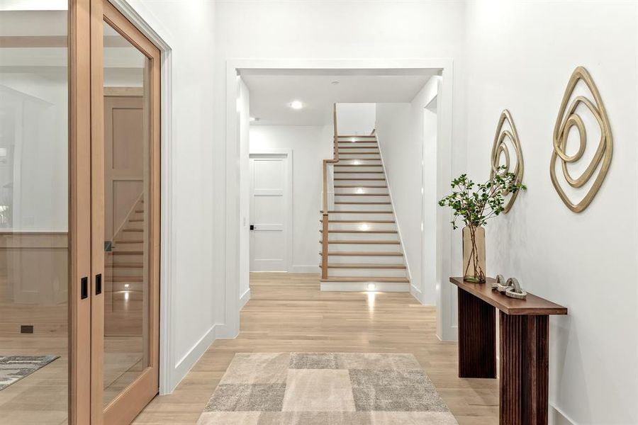 Solid white oak stair treads and handrail Solid white oak stair treads and handrail