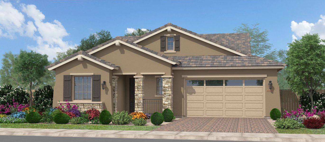 Representative exterior photo of a completed home built from the Newport by Fulton Homes in North Shore, Litchfield Park, AZ (Image 5).