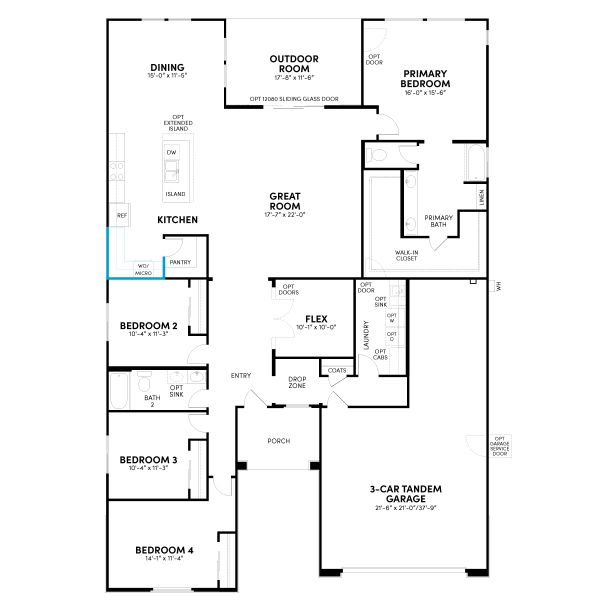 2D floor plan layout for the Lily Phase 2b by Brookfield Residential in Mariposa at Blossom Rock, Apache Junction, AZ (Image 20). 2D floor plan layout for the Lily Phase 2b by Brookfield Residential in Mariposa at Blossom Rock, Apache Junction, AZ (Image 20).