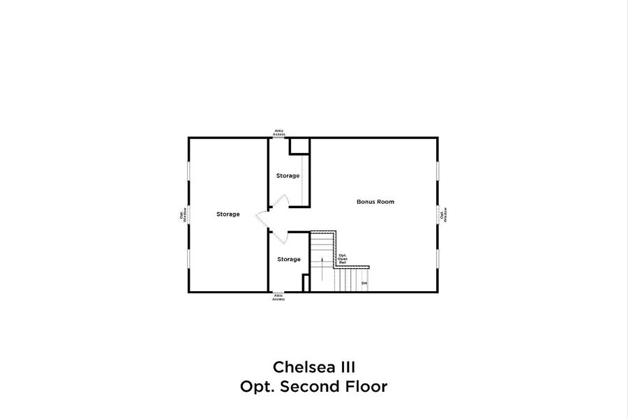 2D floor plan layout for the Chelsea III by DRB Homes in Bluffs at Sun Colony, Longs, SC (Image 5).