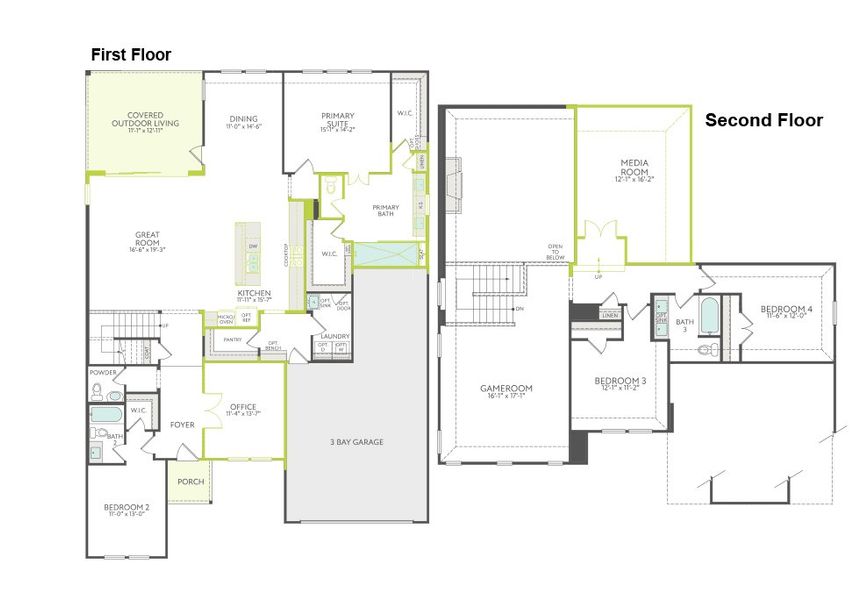 2D floor plan layout of this home in Painted Tree, McKinney, TX (Image 3).