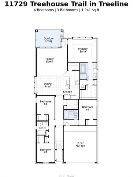 2D floor plan layout of this home in Treeline, Justin, TX (Image 4).